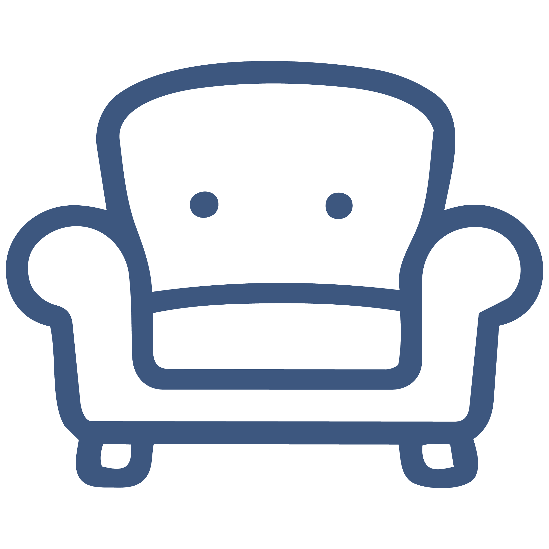 Icon of a shopping cart with a smiling face.