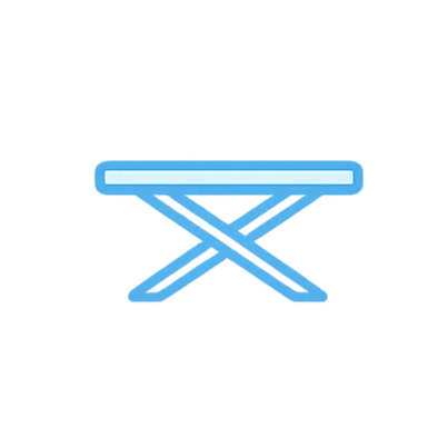 A neon blue-lit folding picnic table on a black background.