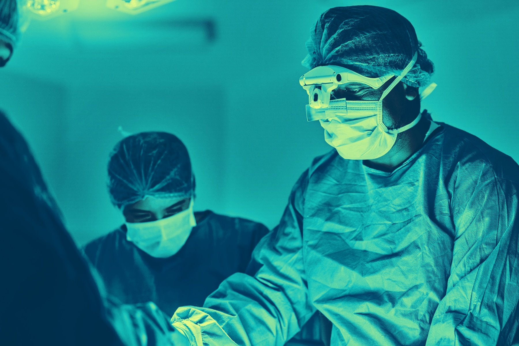 Interventional physicians performing endovascular procedure