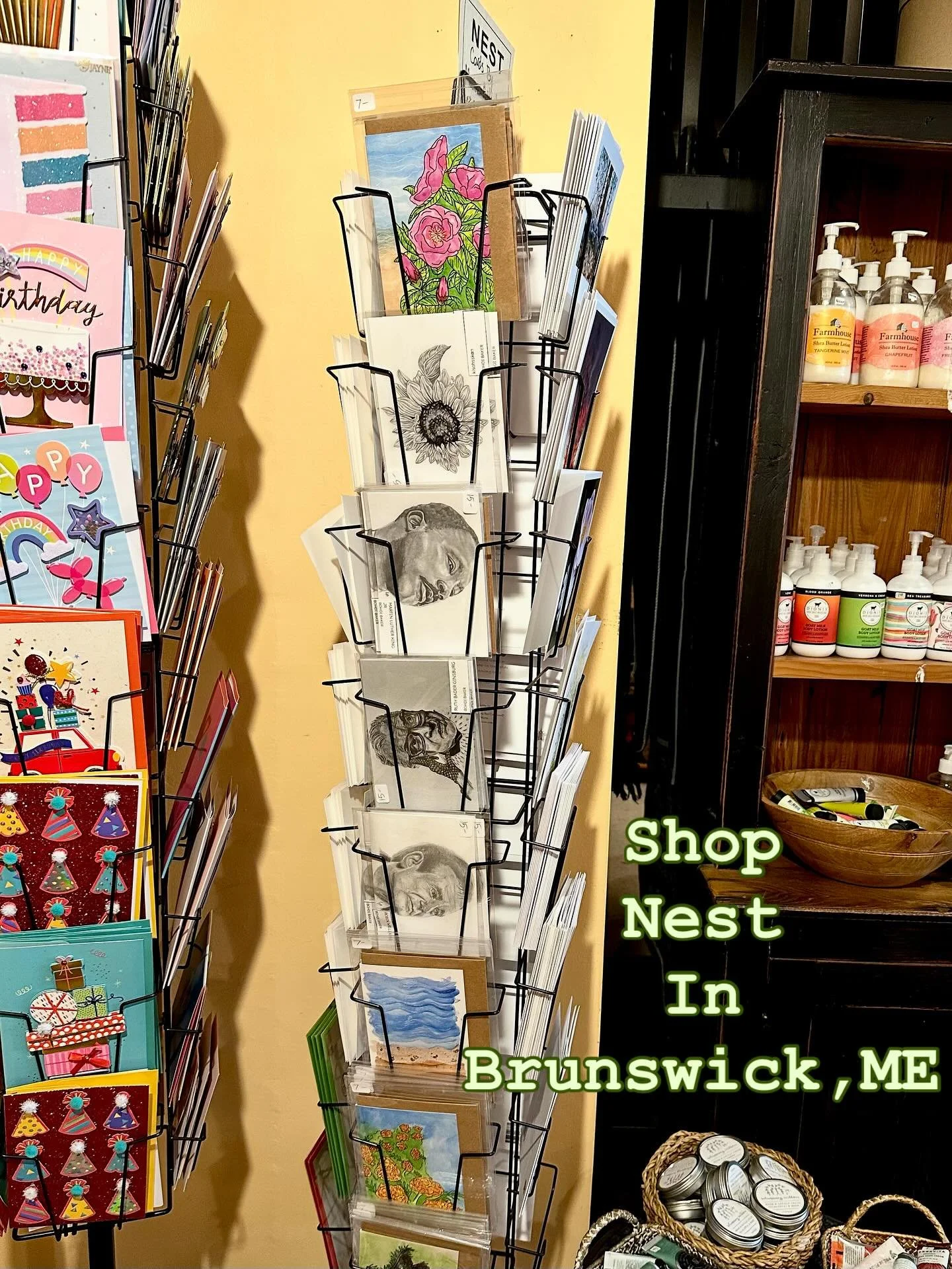 Peruse for your holiday gifts this year @nestinmaine in downtown Brunswick! Big thanks to Nest for stocking my cards and prints, it really is such a lovely place to shop. #buylocal #art #indigenousartist #artisticreciprocity #handdesignedcards #artpr
