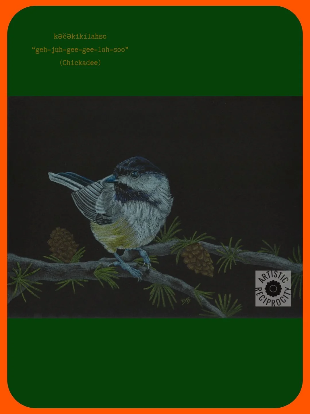 It&rsquo;s kəčəkikílahso season! Take a moment today to see if you spot any birds on their return home :) You can shop this piece on artisticreciprocity.com or click the link in my bio! Stay tuned for more.🪶 #chickadee #maineart #indigenousartist #