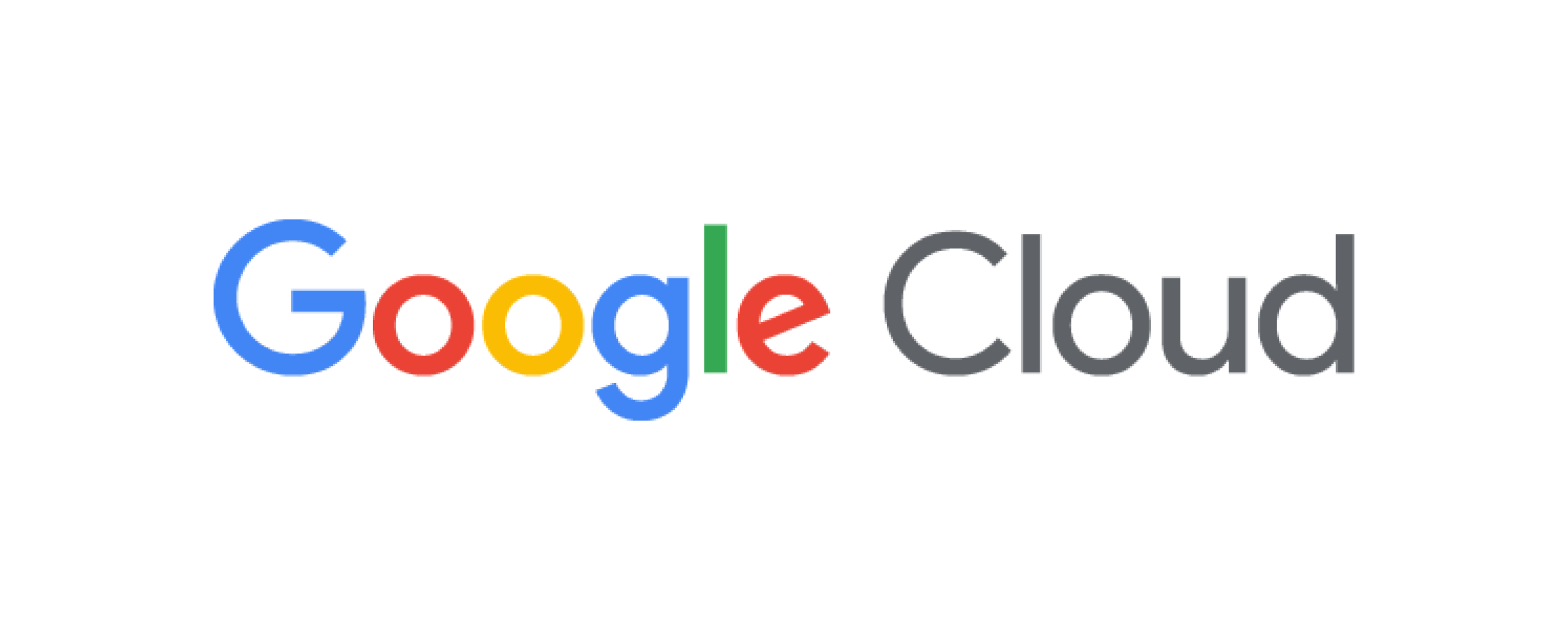 Google Cloud logo with multicolored letters on a white background.