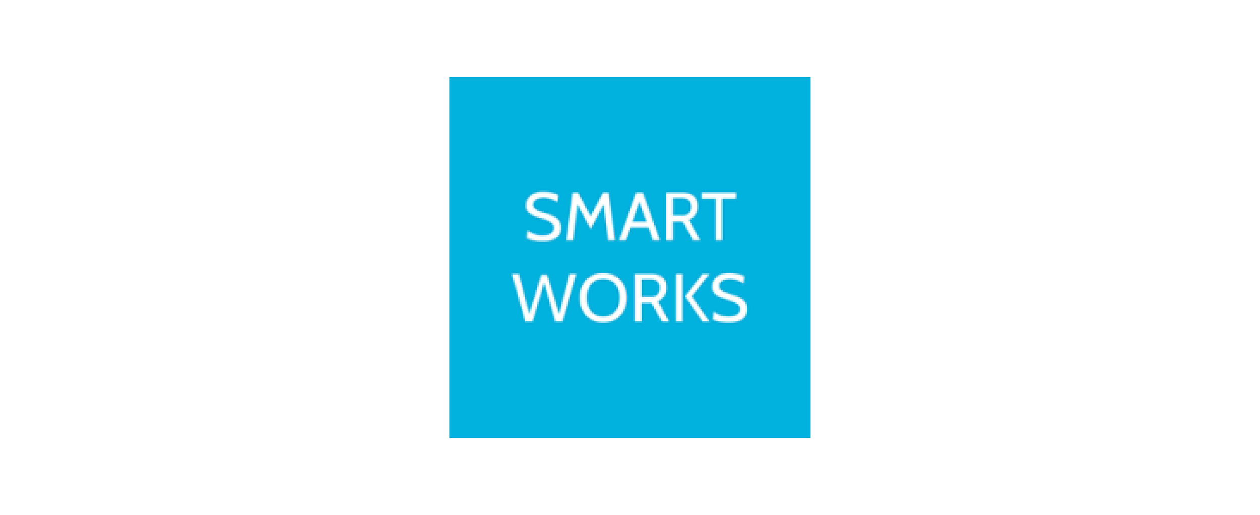 A logo with a blue square containing the words 'SMART WORKS' in white text.