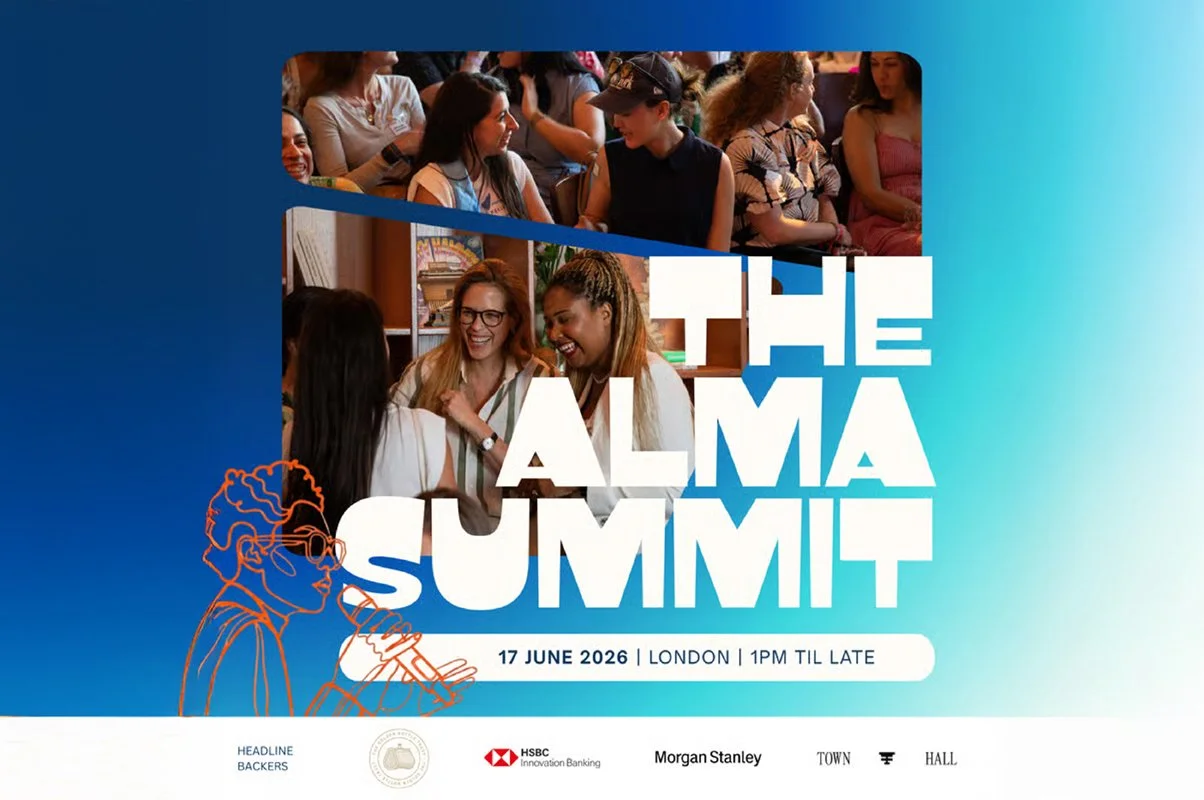 The Alma Summit poster with sponsors logos