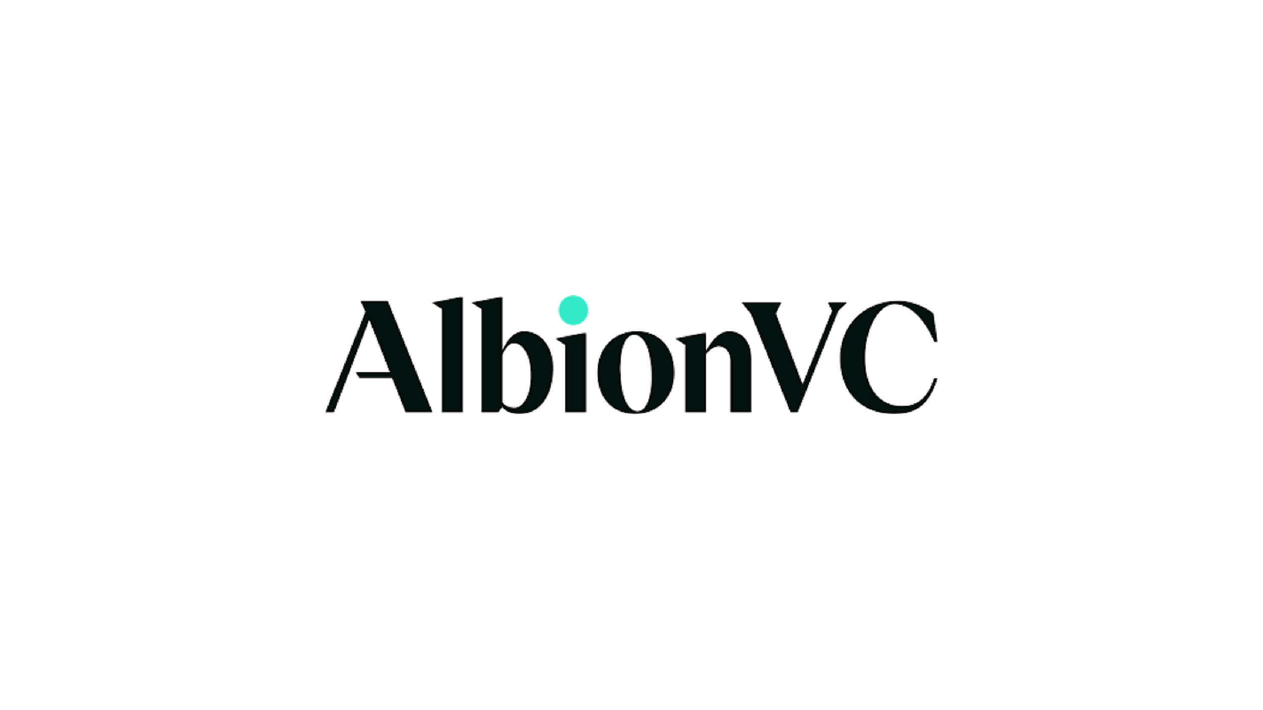 AlbionVC logo in black text with a teal accent dot, on a white background.