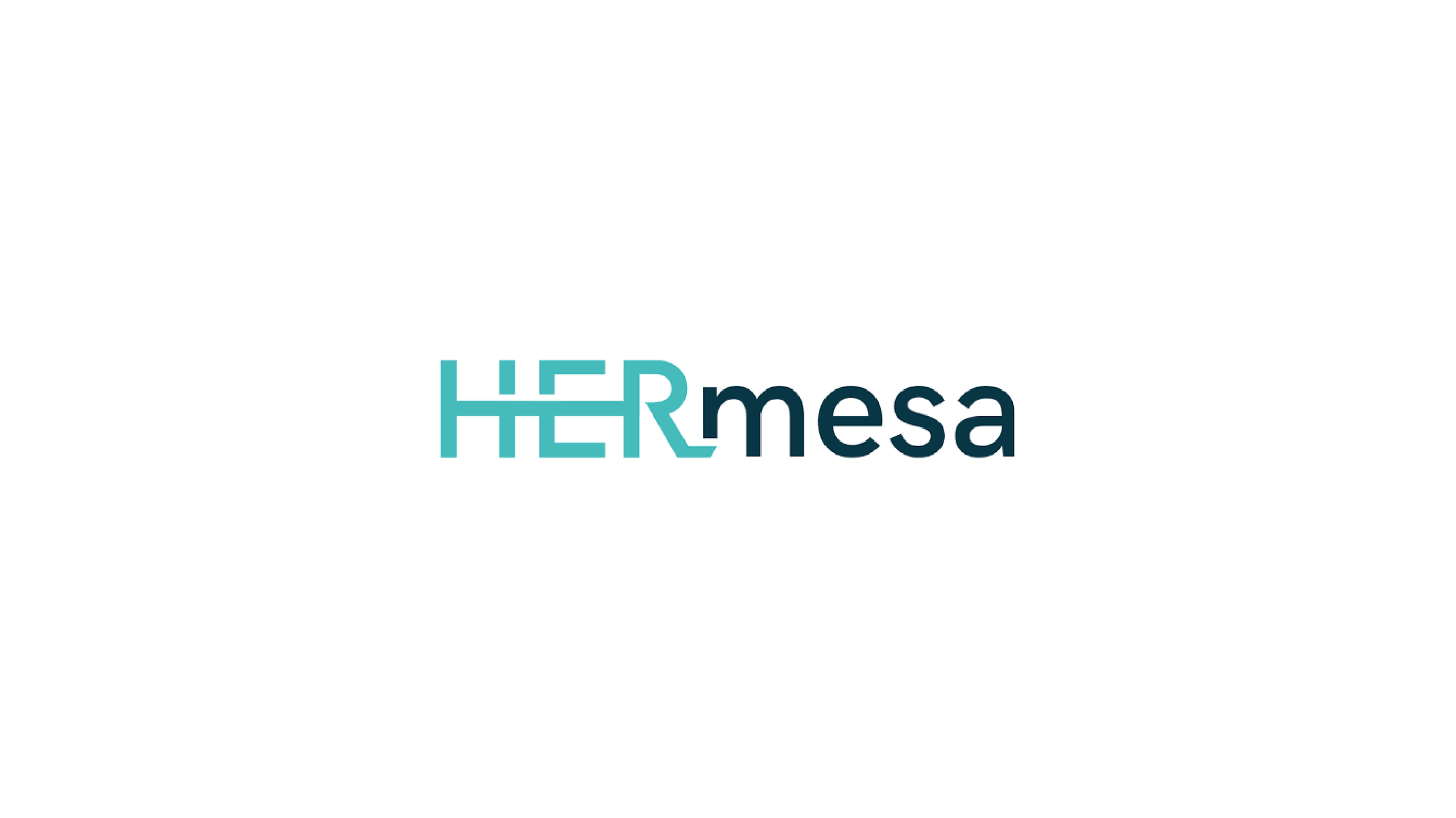 HERmesa logo, "HER" in teal and "mesa" in dark navy, on a white background.