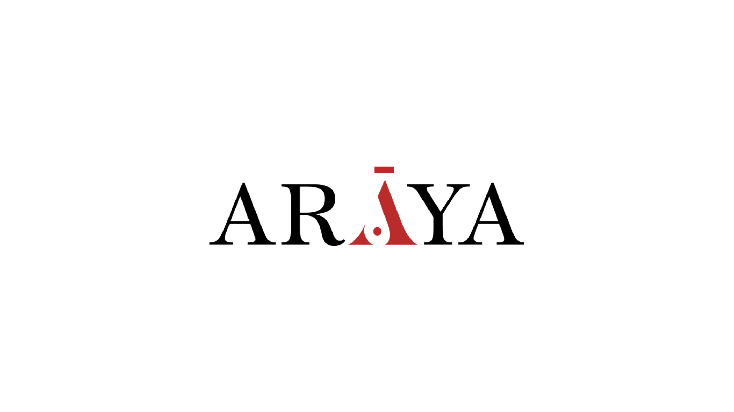 Araya logo in black and red text on a white background.