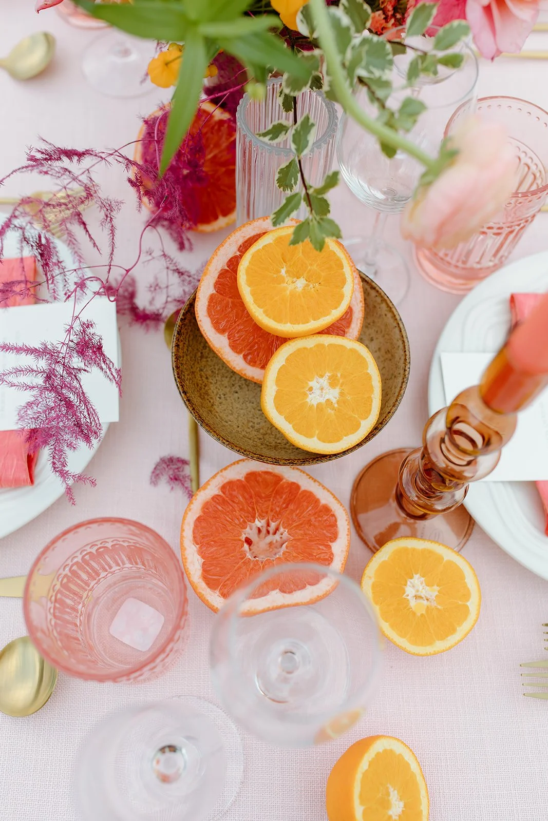 Fruit themed reception table.