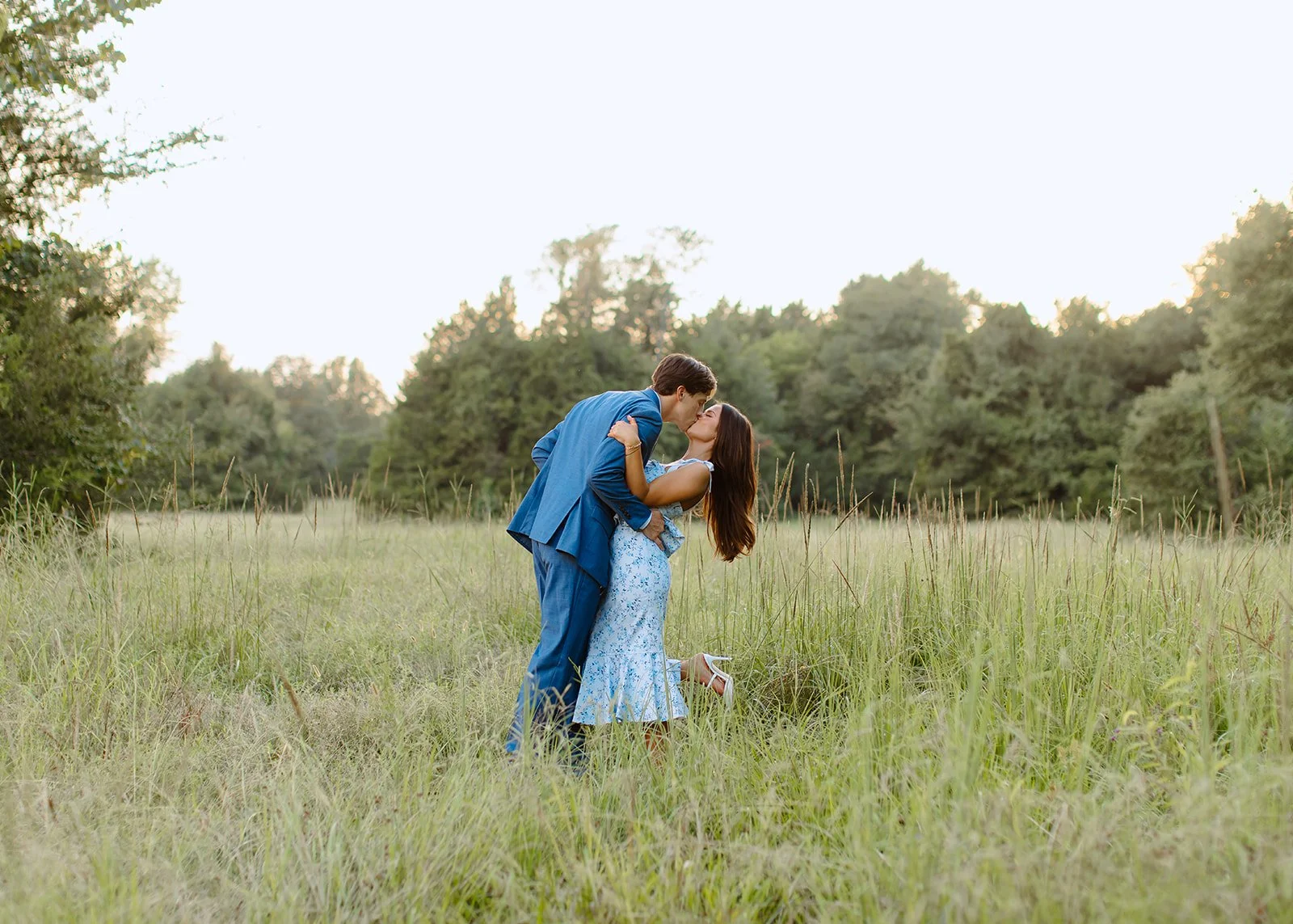 Sunset engagement portrait with soft directional light.