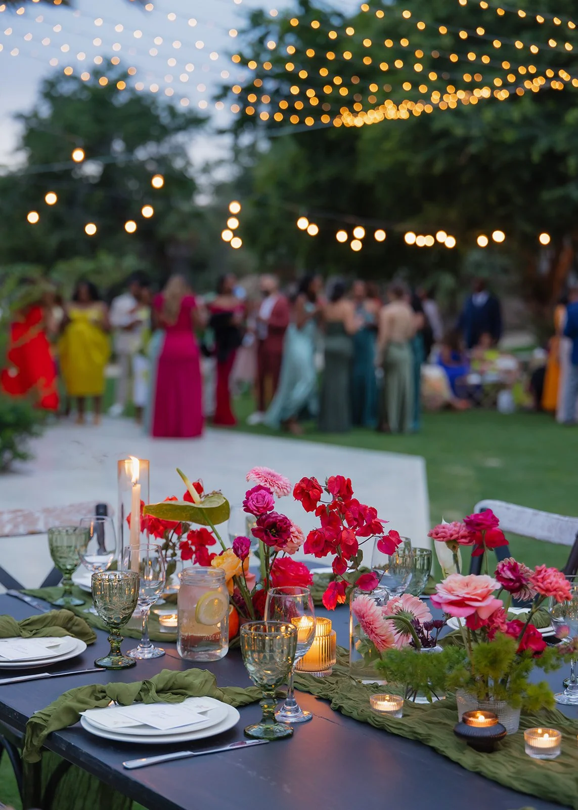 Vibrant themed wedding with colorful table decor.