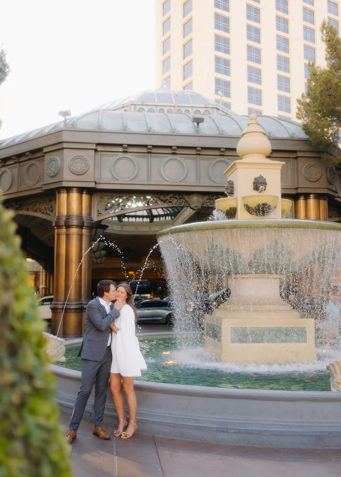 Couple share kiss during engagement shoot in Jacksonville, Florida.