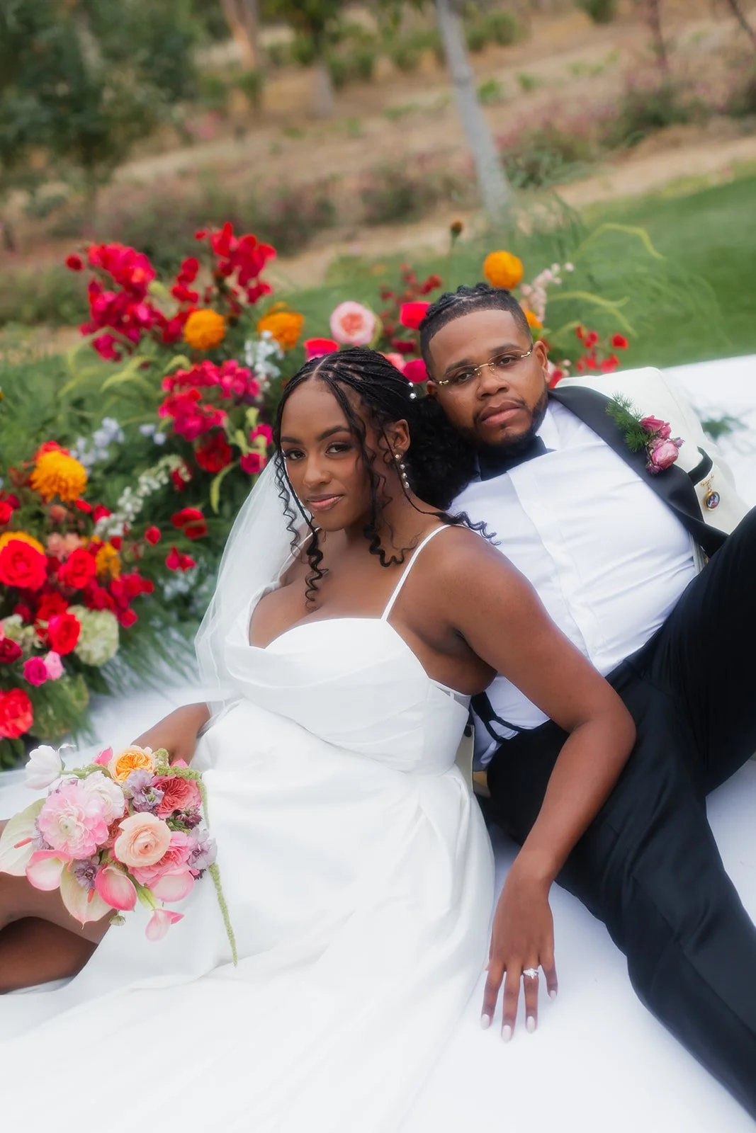 Fashion-inspired couple portrait with simple, beautiful posing.