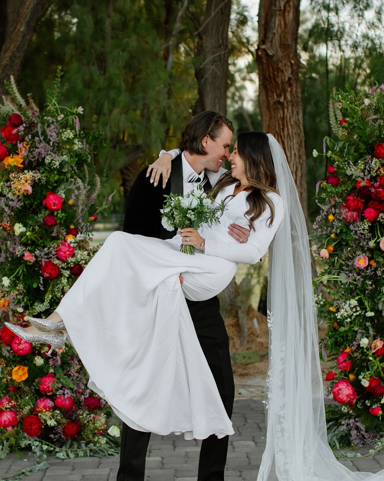 Bride and groom celebrated after saying I do.
