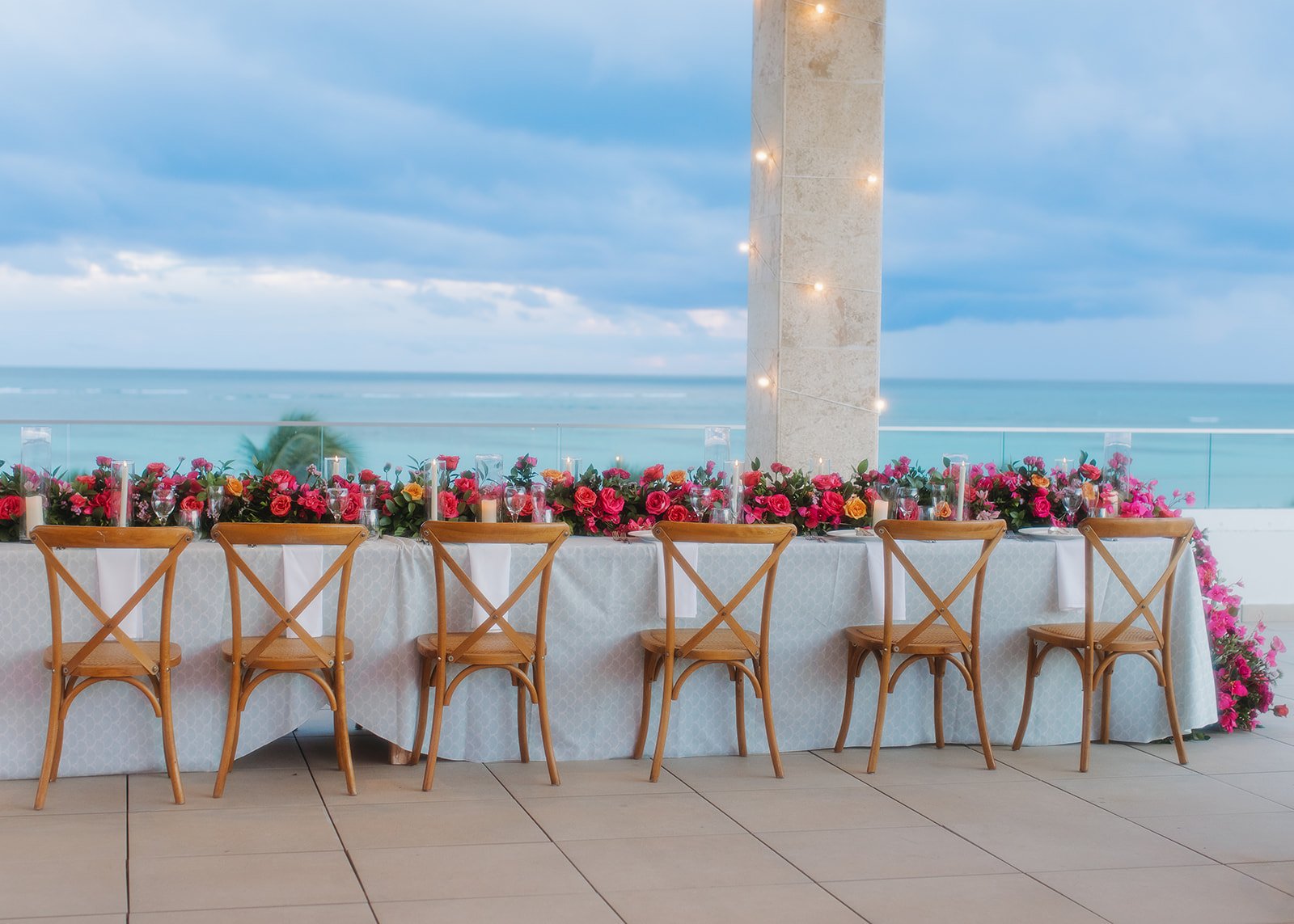Beachfront reception table inspired by St. Augustine.