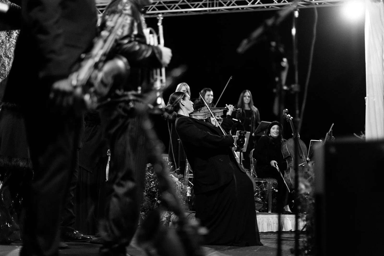 Live band performs at wedding reception.