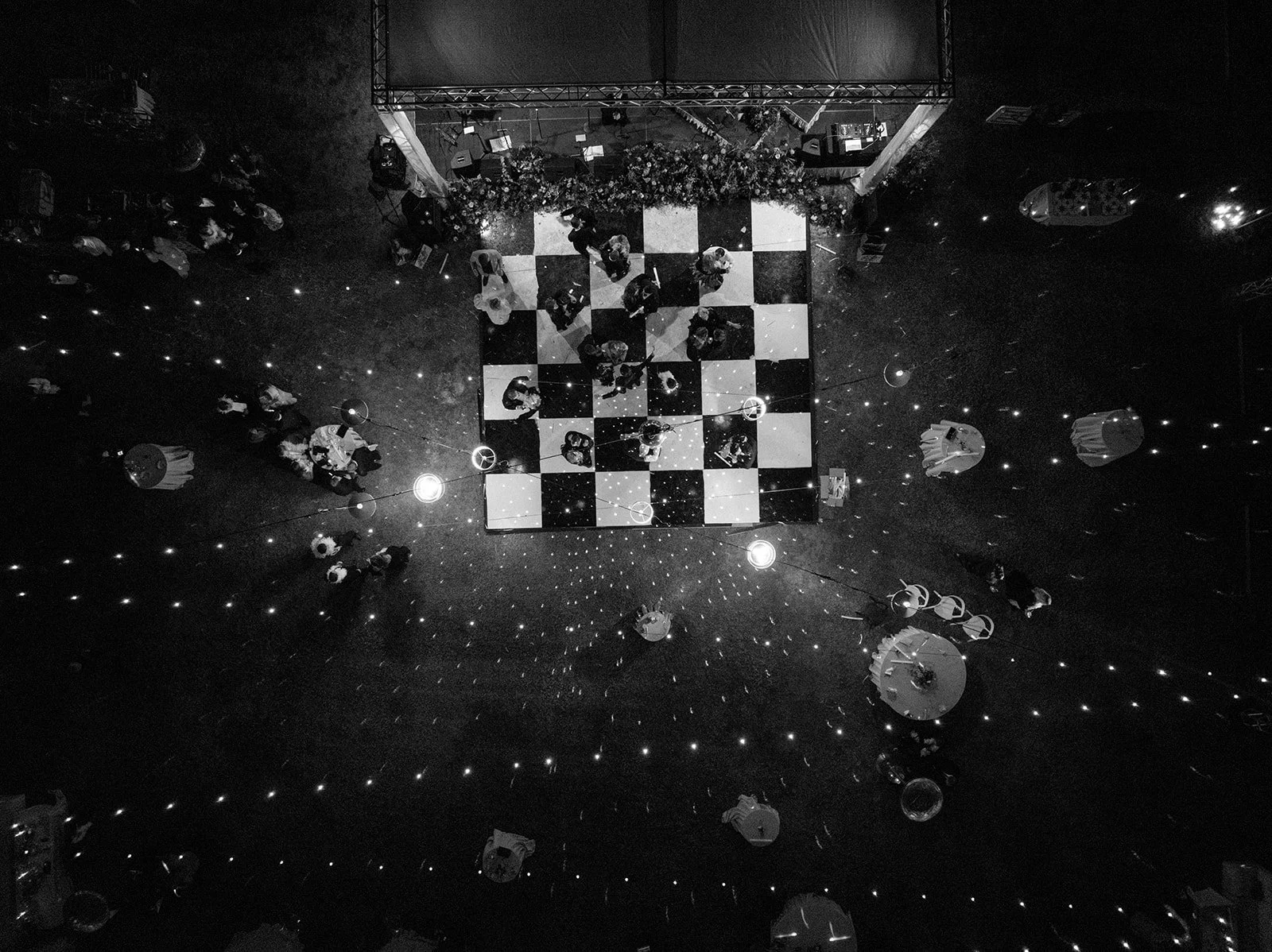 Elegant reception drone photo reflecting Amelia Island’s coastal elegance.