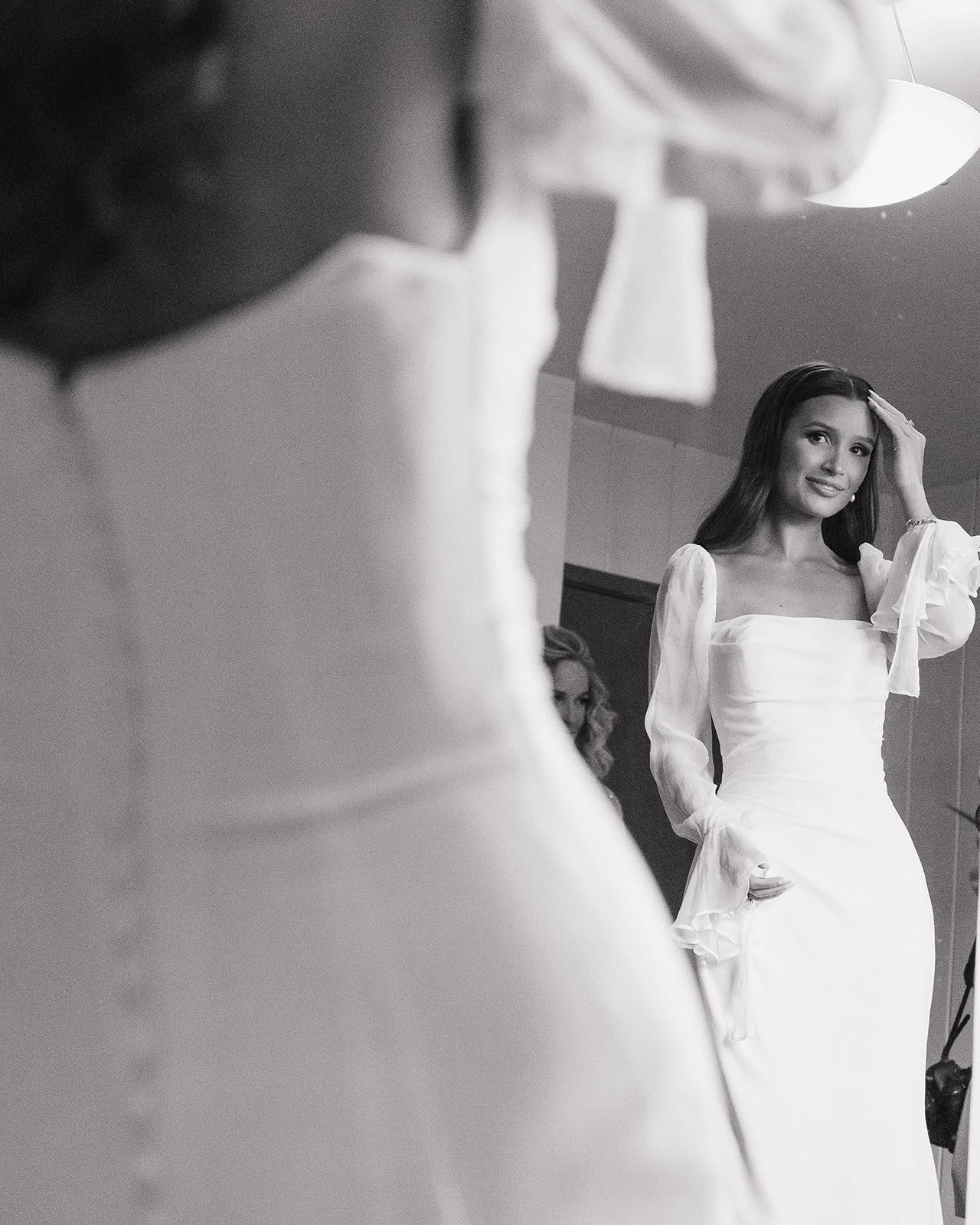 Chic wedding portrait of the bride with elevated styling.