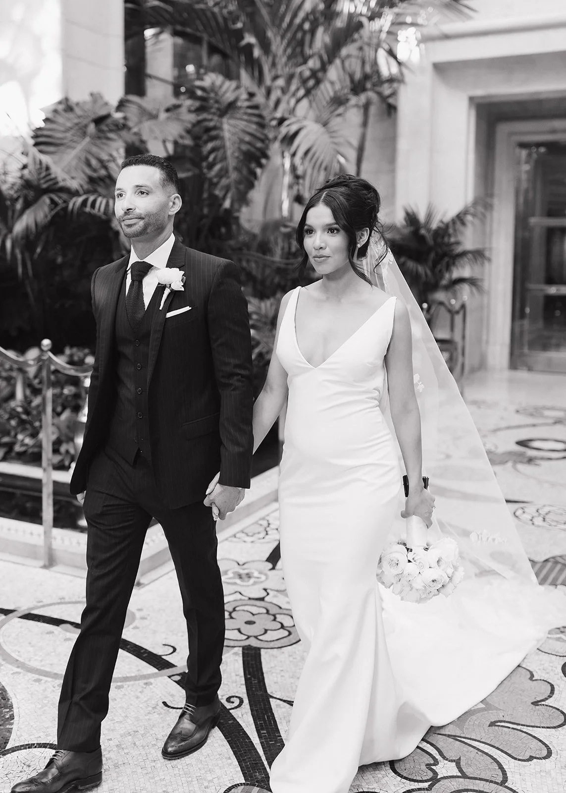 Couple walking out of their wedding ceremony in Ponte Vedra, Florida.