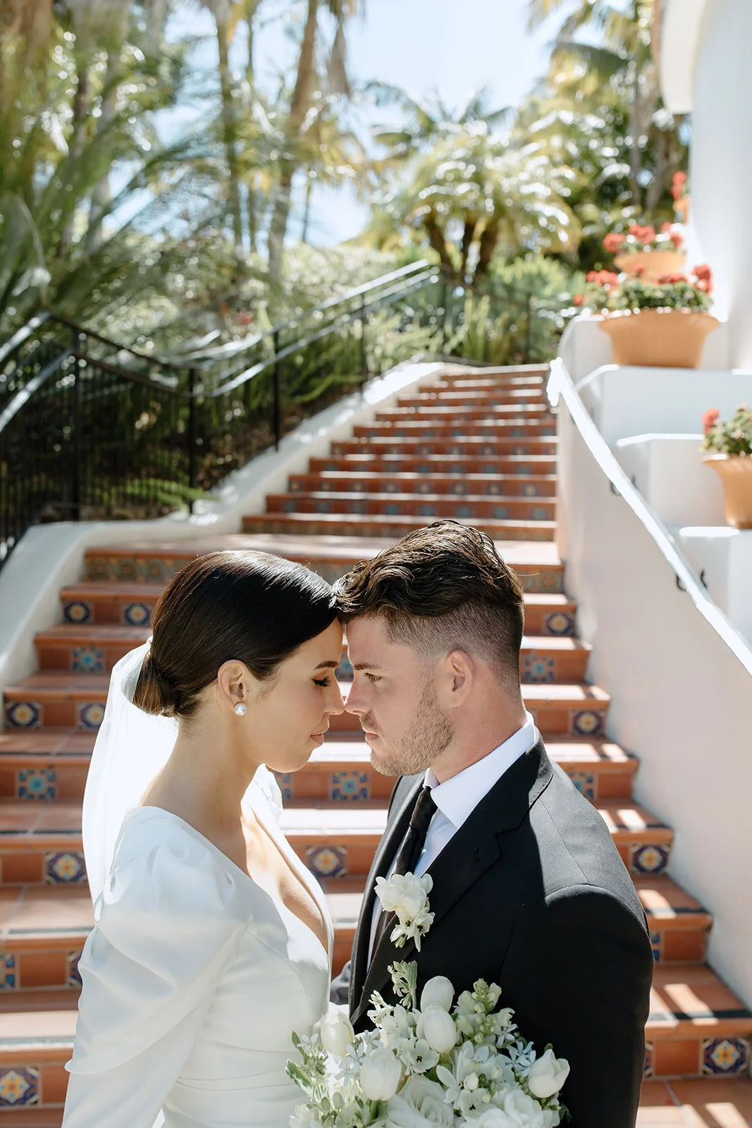 Quiet, intimate moment between the couple captured in a thoughtful, design-forward frame.