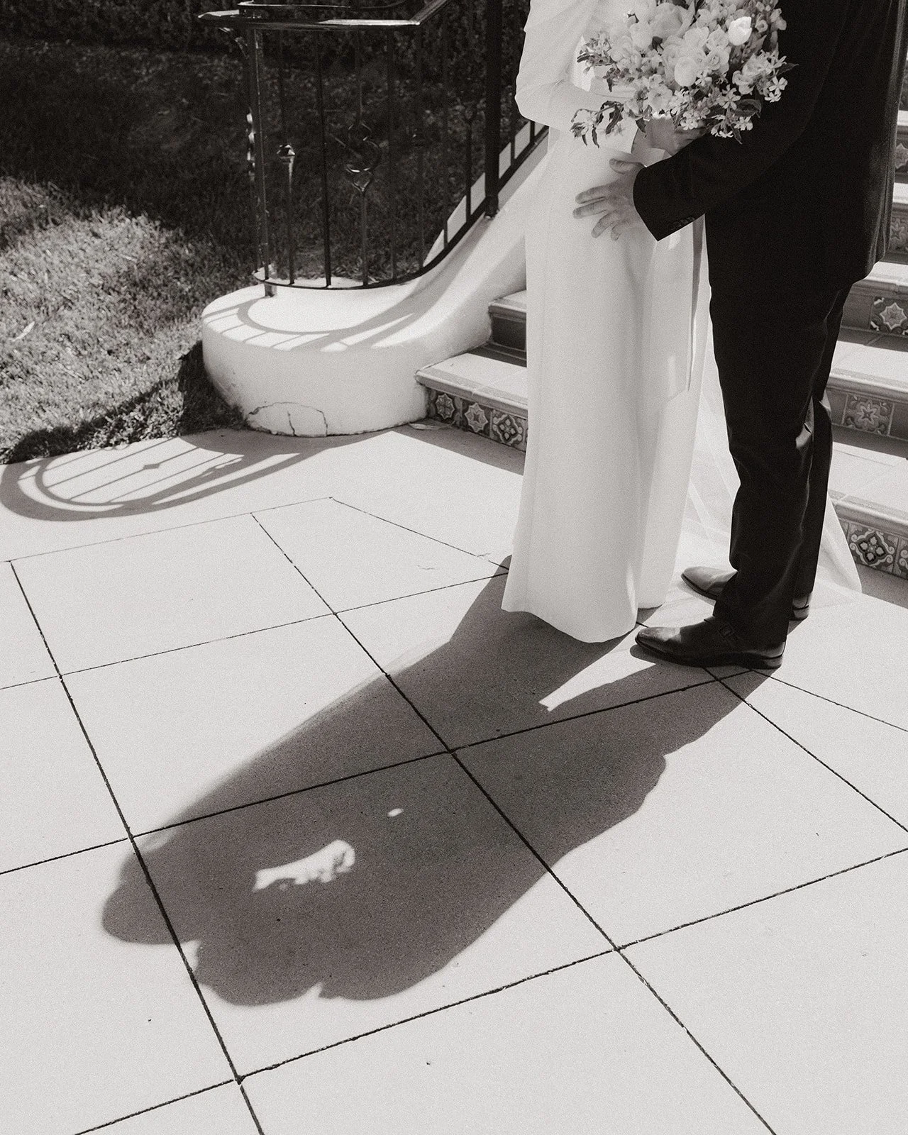 Fine art wedding portrait of the couple with beautiful composition.