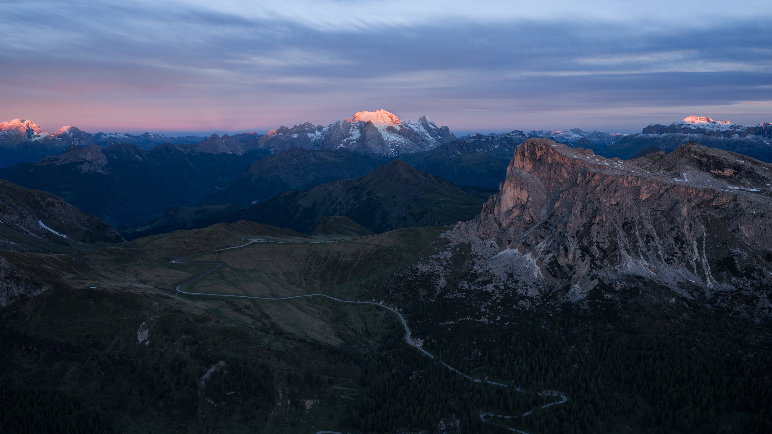 Dolomites sunrise alpenglow