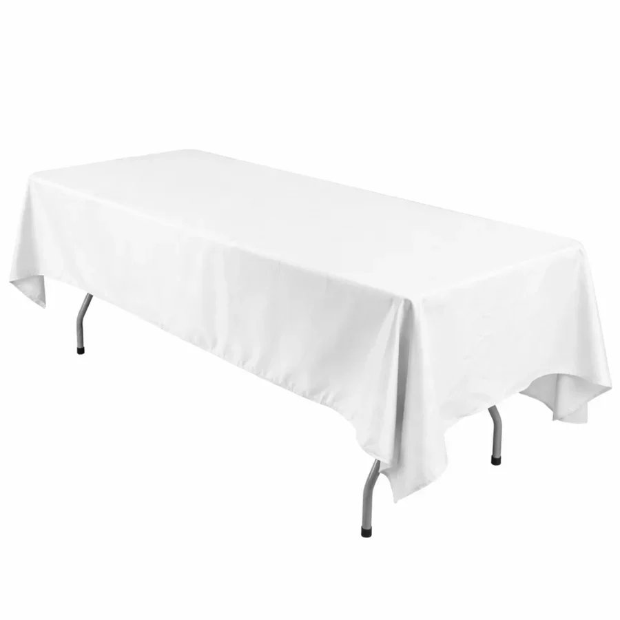 Polyester 60"x126" Rectangle Tablecloth White - Wrinkle-Resistant Table Cover for Weddings & Parties