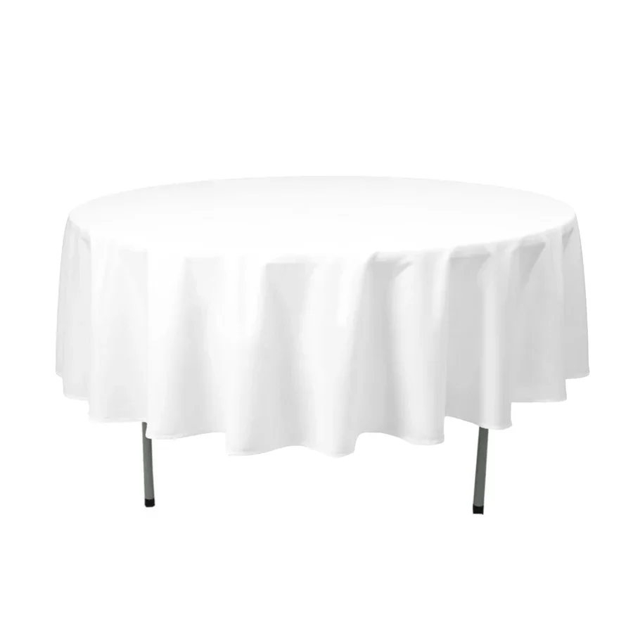 90" White Seamless Polyester Round Tablecloth