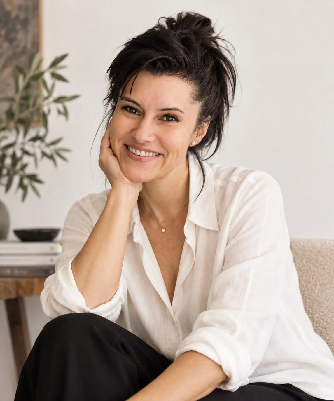 Retrato de Susana Esteban García, psicoterapeuta del inconsciente y especialista en sueños, en la sección «Sobre mí» de Lucidez Orgánica.