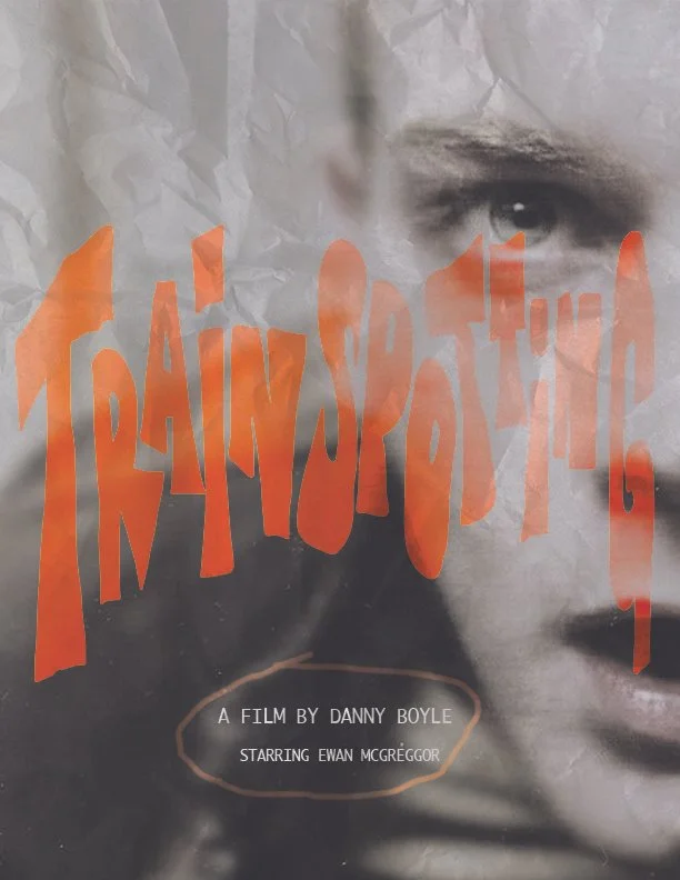 Un afiche inspirado en el filme titulado Trainspotting. 