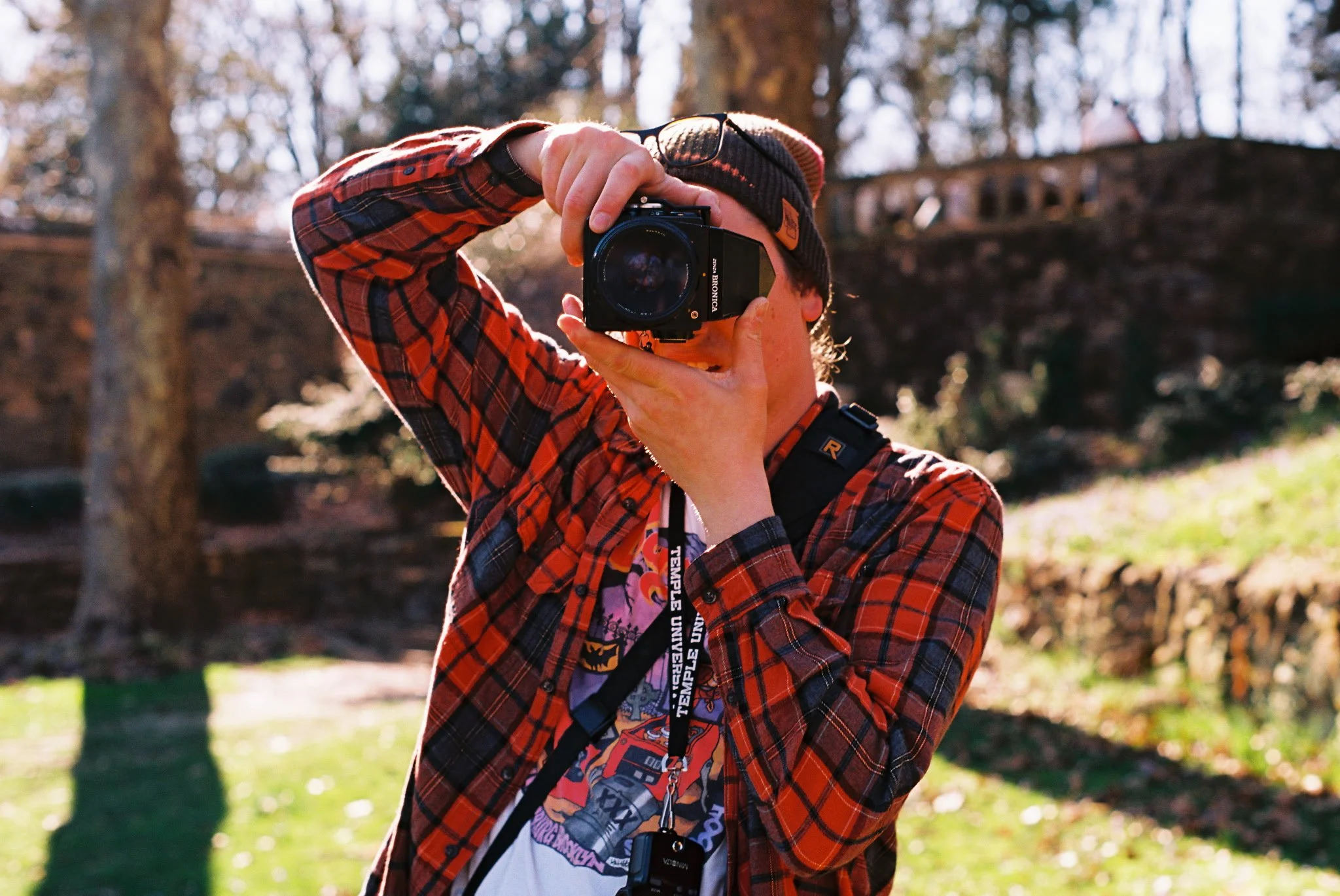 Dan Barends holds camera in front of face