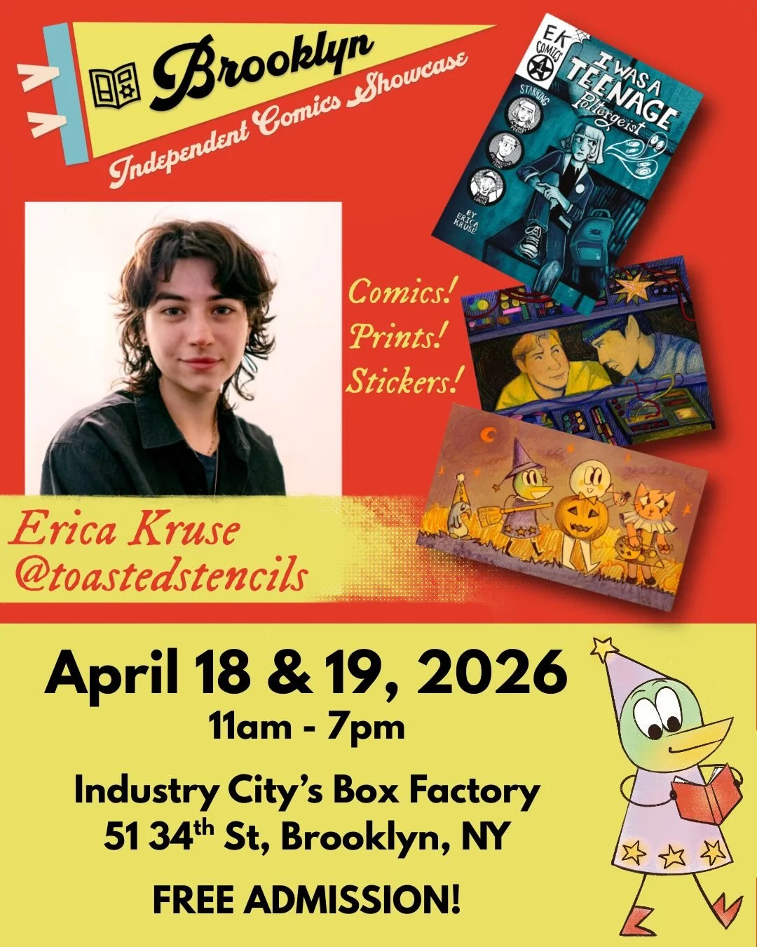 I&rsquo;ll be at @bicsbrooklyn this April 18-19th! I&rsquo;ll be sharing a table with @aridmarrow and it&rsquo;s gonna be really fun come check it out! I&rsquo;ll be selling the first issue of I Was A Teenage Poltergeist and some other fun buttons, s