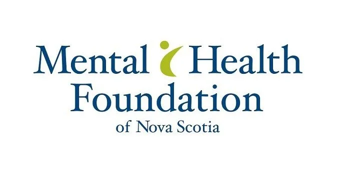Logo of the Mental Health Foundation of Nova Scotia with text in blue and green