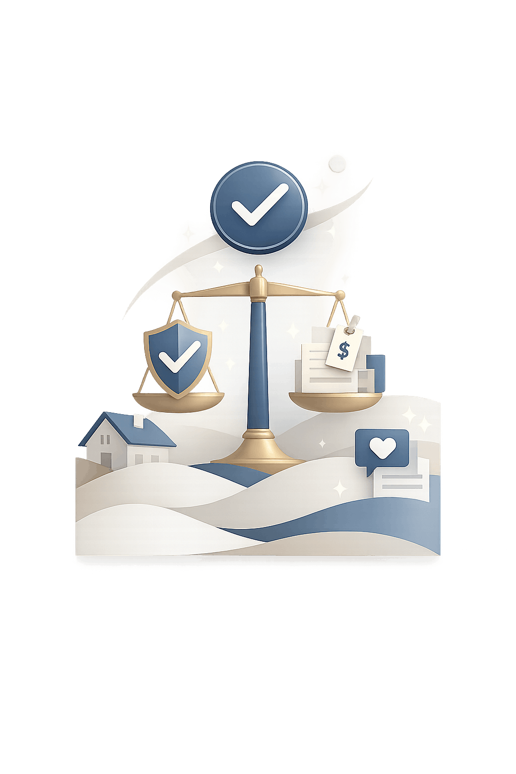 Balanced scale of finance and protection