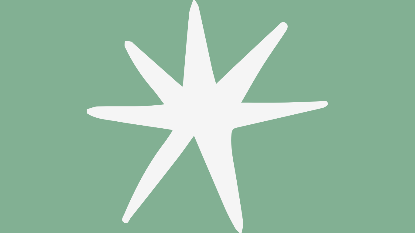 White starfish silhouette on a green background.