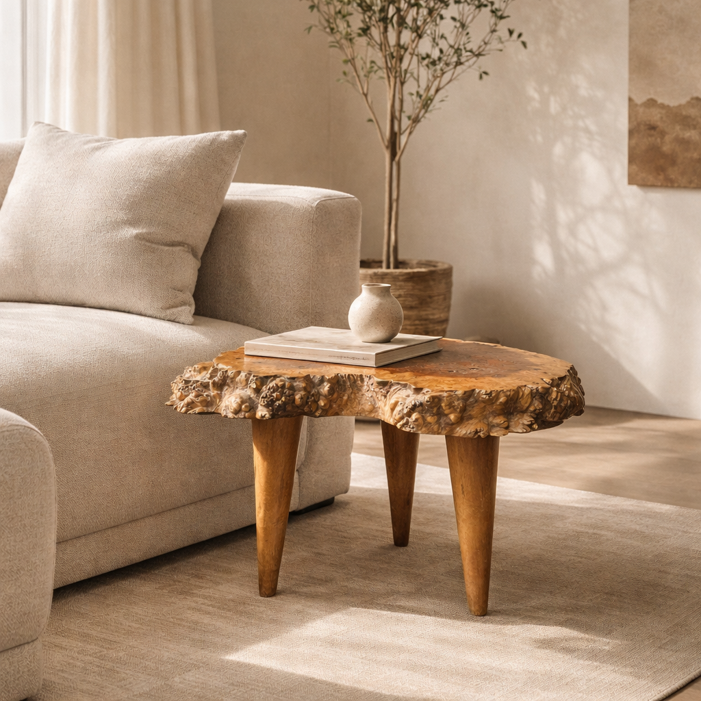 Reclaimed Makha Burl Accent Table – 18"