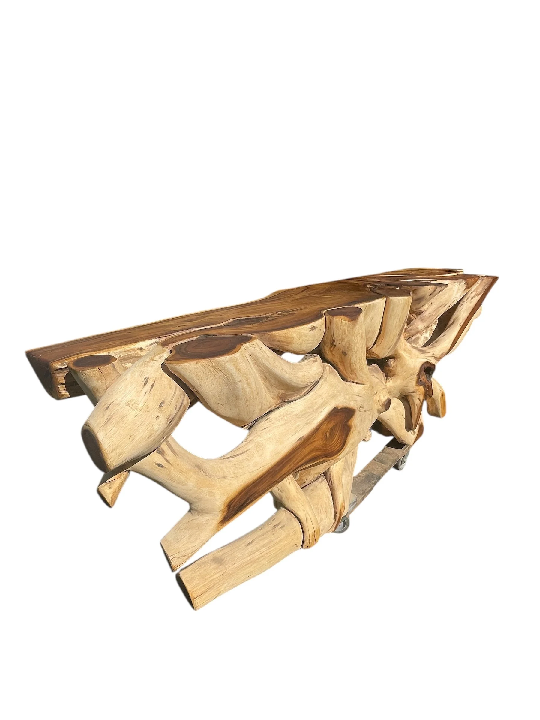 natural wood console table.JPG
