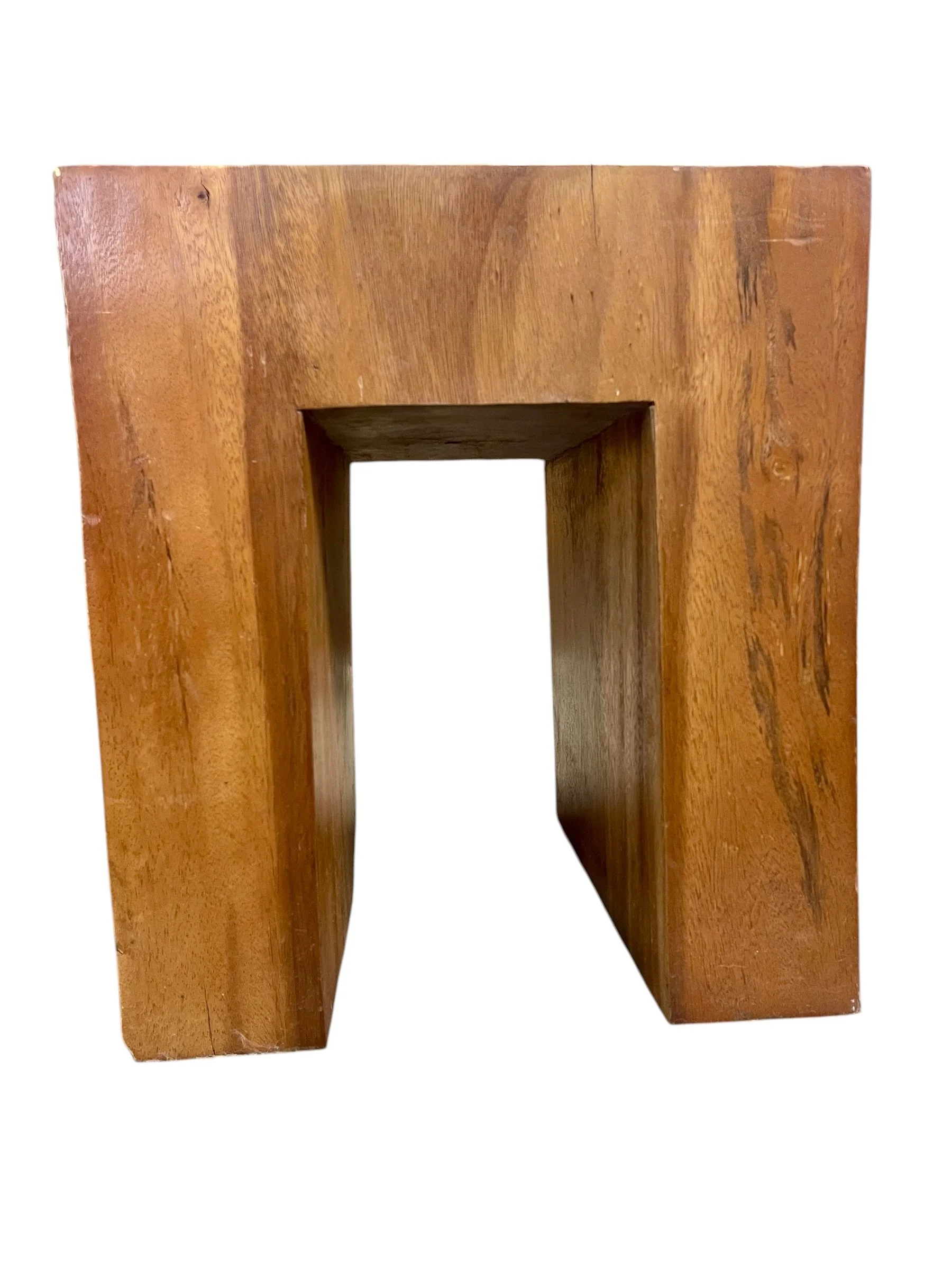 Natural Wood Sculptural Cube Table.JPG