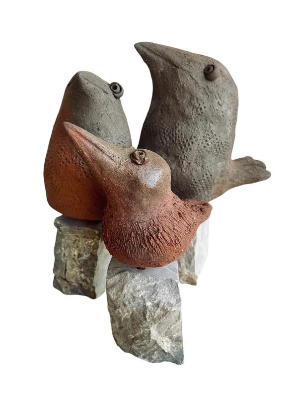 bird family unique ceramic sculptures.webp