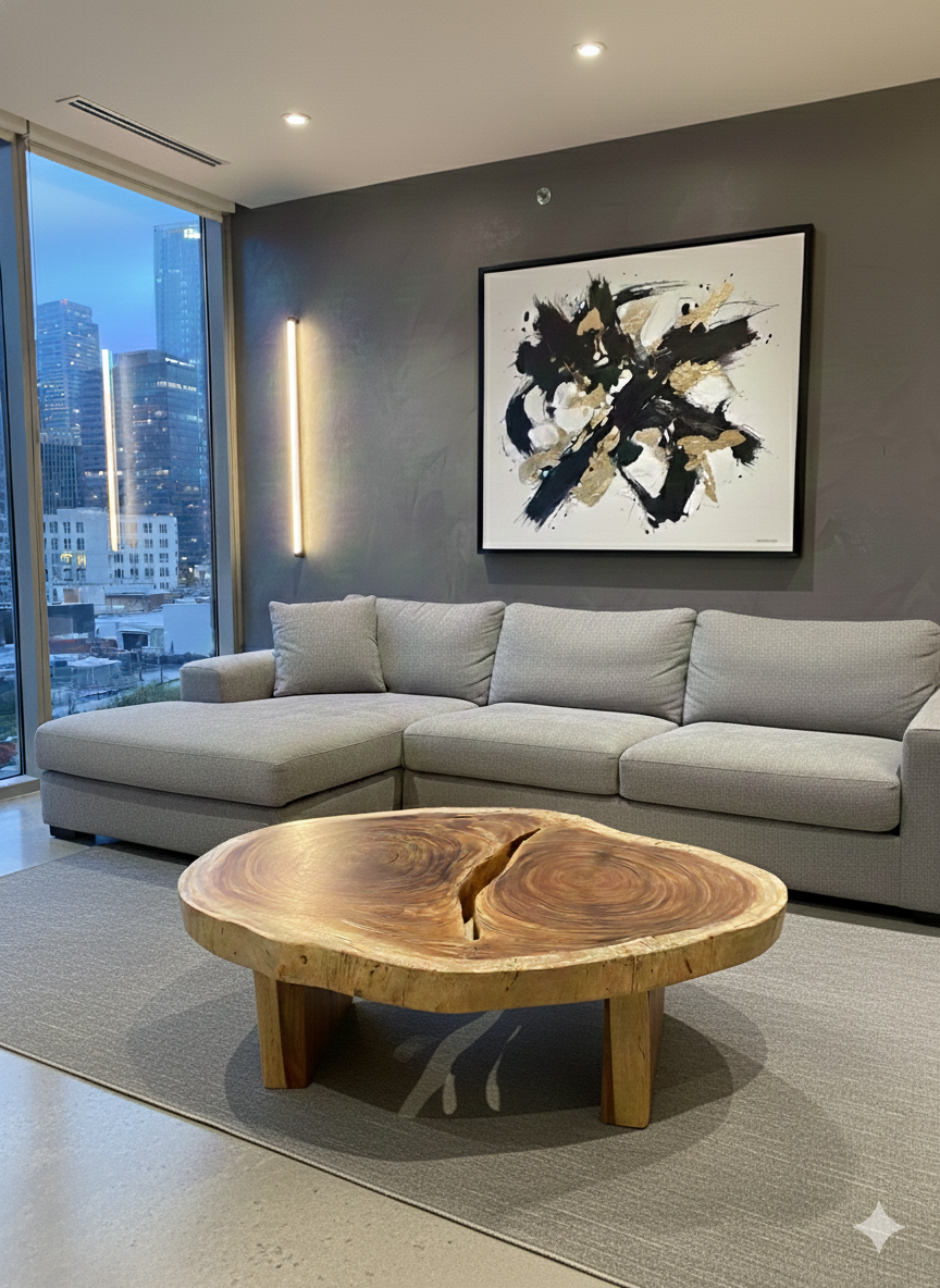 acacia wood free edge coffee table