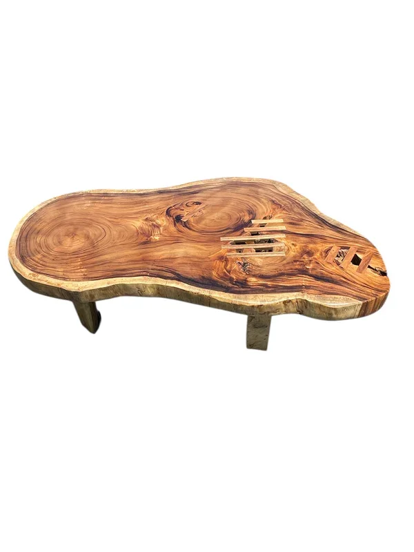 free form crosscut natural wood coffee table.webp