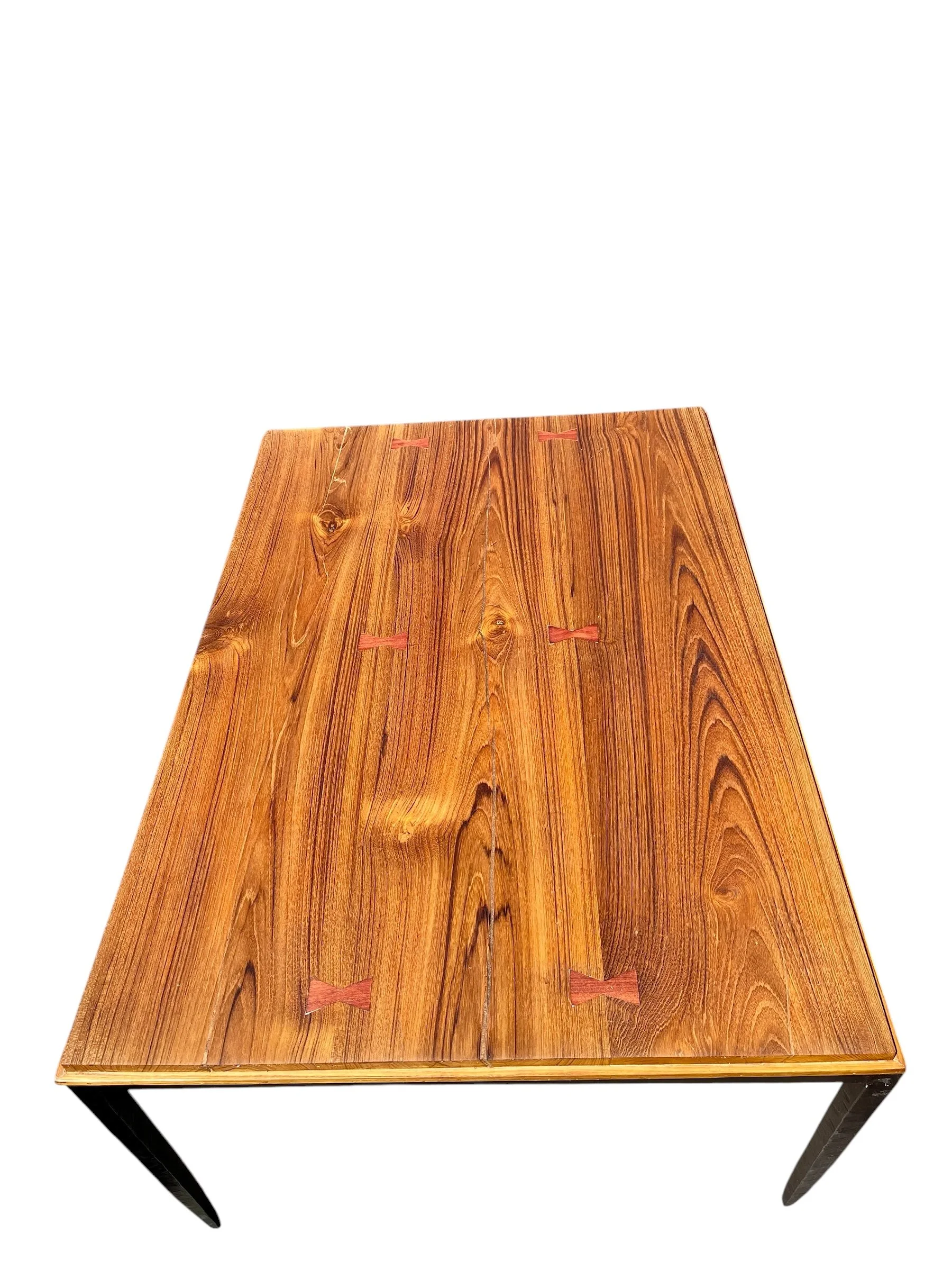 Teak Wood Coffee Table Top with Metal Legs.JPG