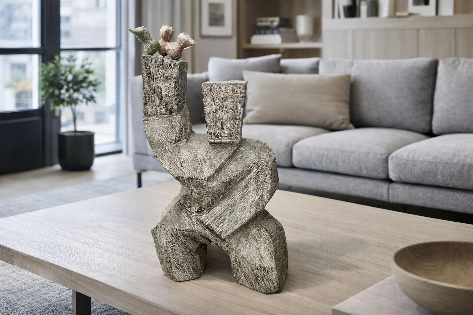 abstract sculpture with birds 28 inch.jpg