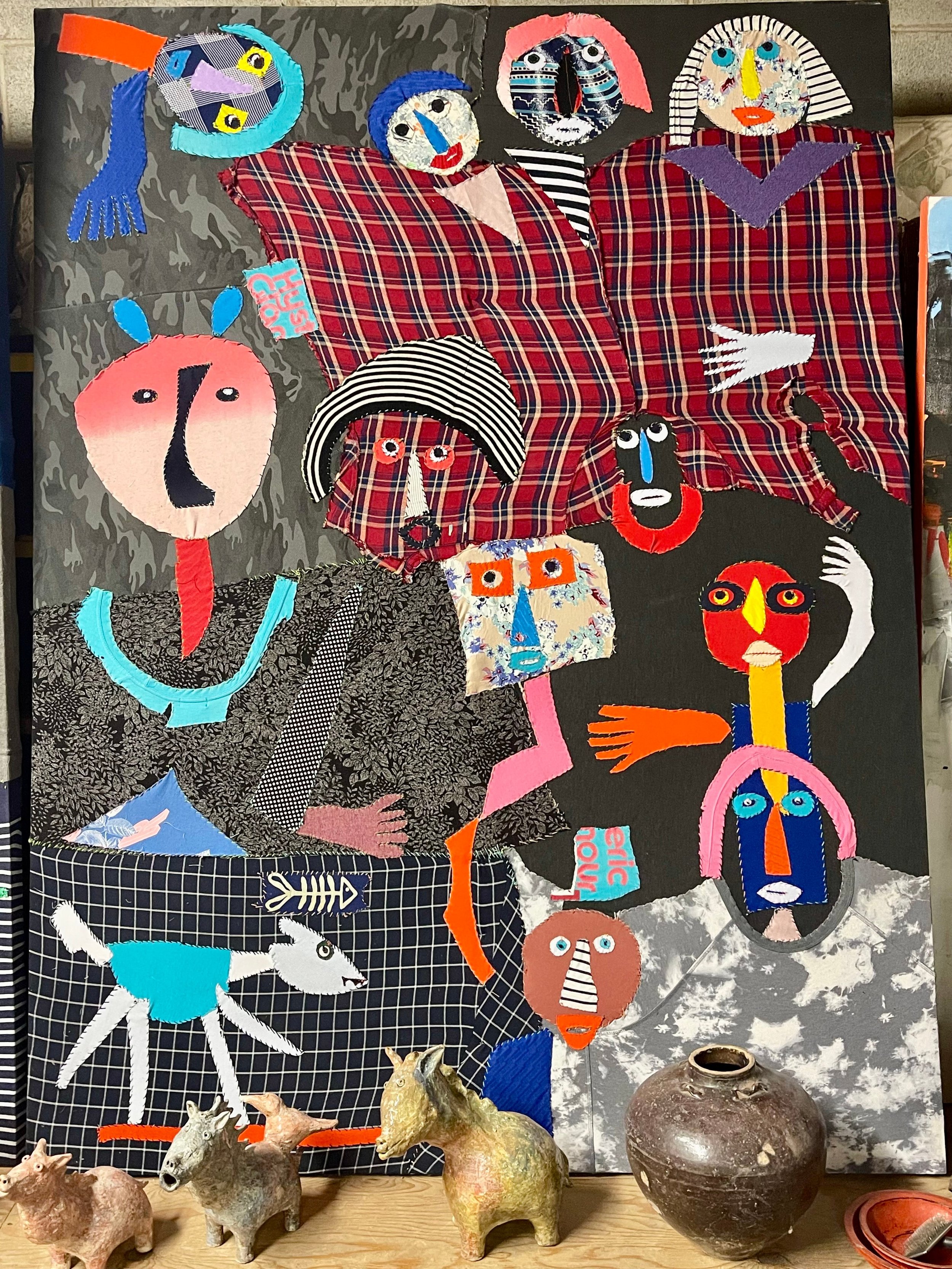 unique contemporary one-of-a-kind cloth wall hanging