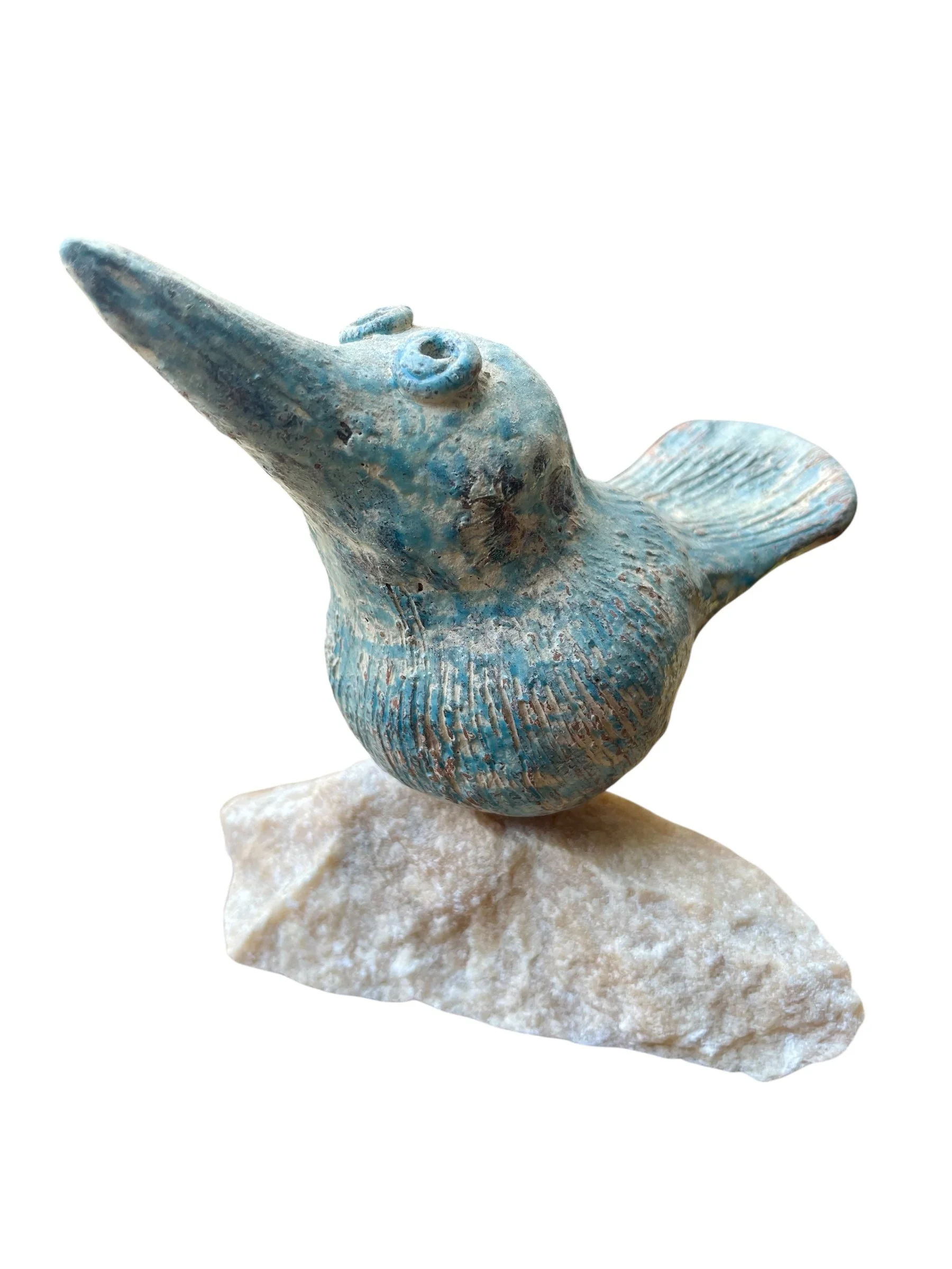unique ceramic bird on a stone (2).JPG
