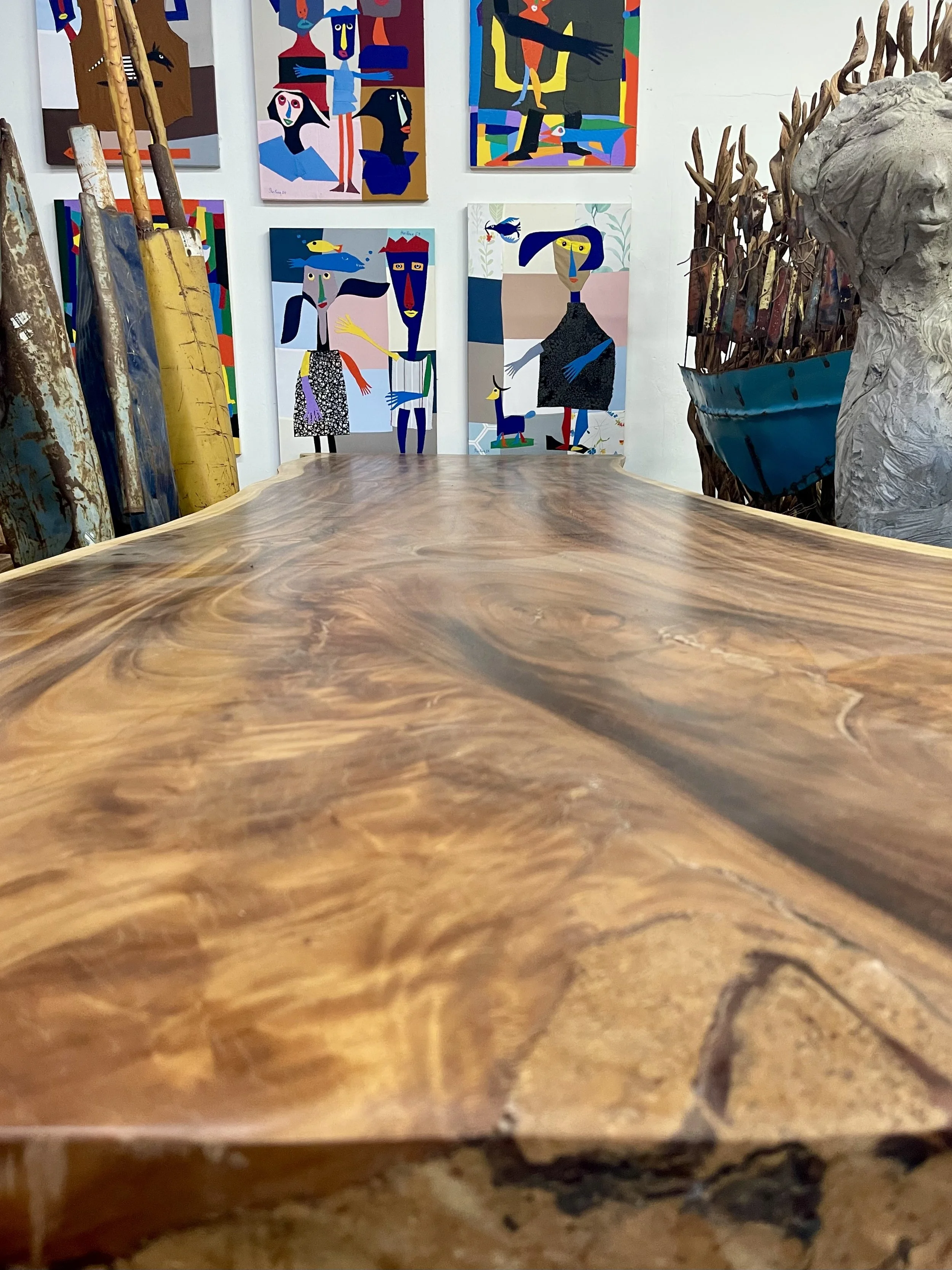 17' live edge acacia conference table with beautiful wood grain
