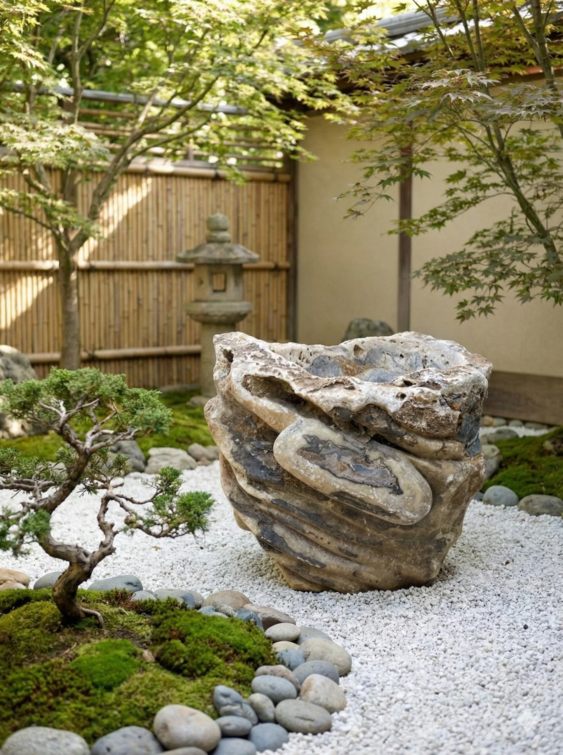 wonderful character in the natural stone planter