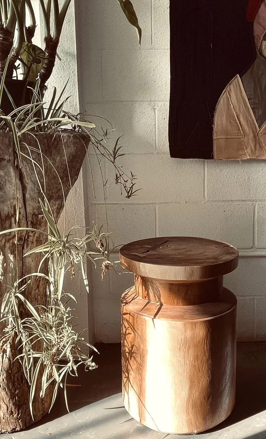 solid wood side table or stool