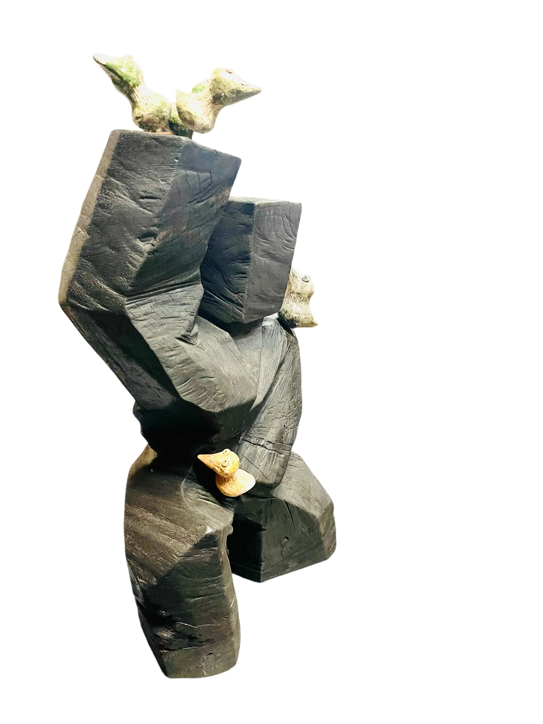 natural solid wood sculpture with birds.JPG