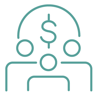 Icon of a person with a dollar sign above their head, representing financial or business concepts.