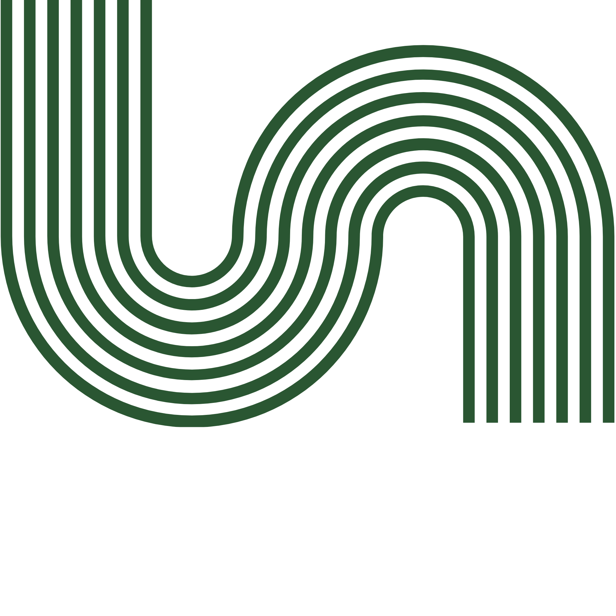 A black background with green curved lines forming an abstract pattern with the letter 'U' in the center.